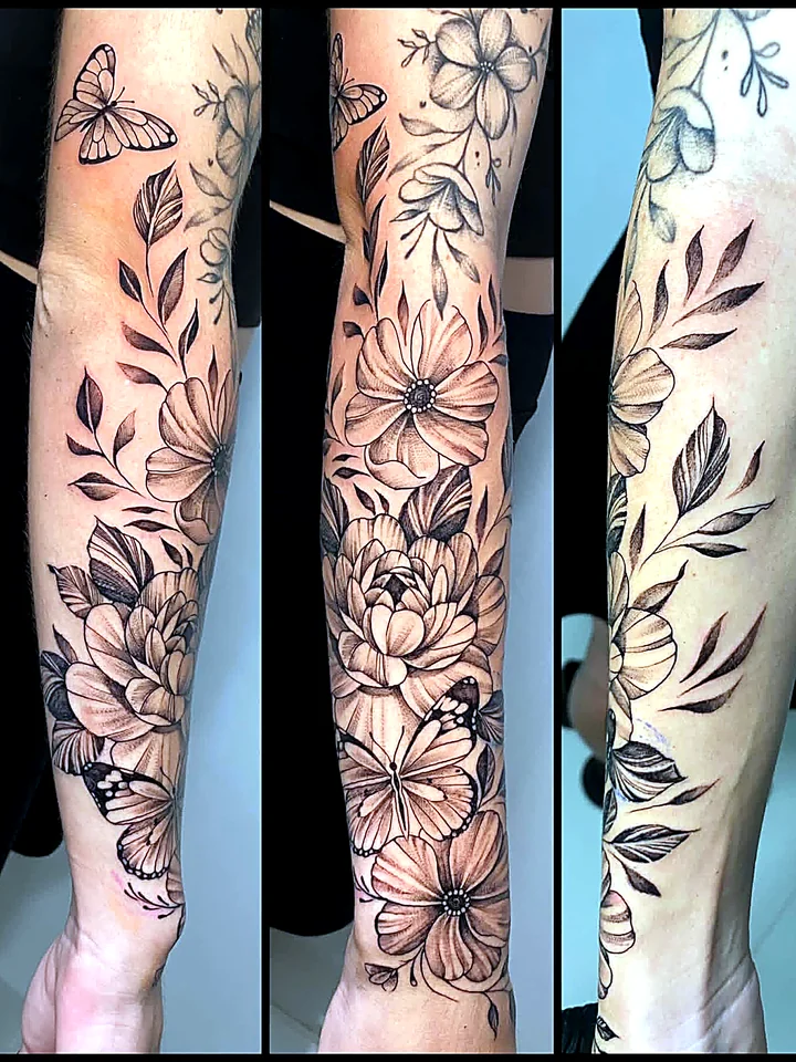 Tatuaje de linea fina botanico