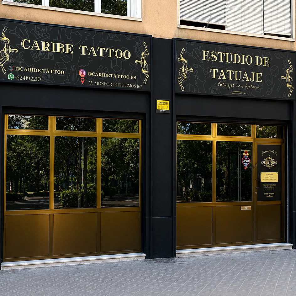 Fachada de Caribe Tattoo en Av. Monforte de Lemos 167